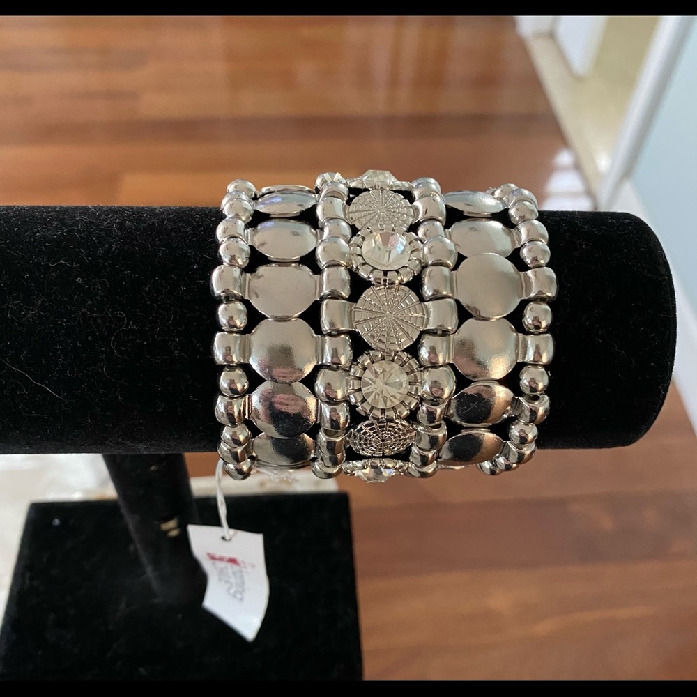 Silver crystal stretch bracelet